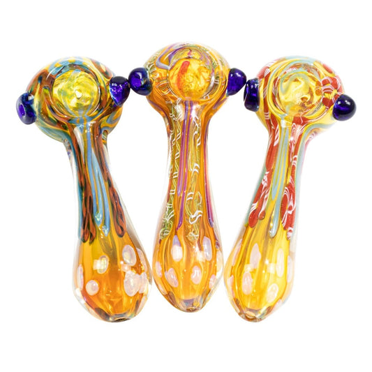 4" Gold Fumed Polkadot Spoon Pipe image 0