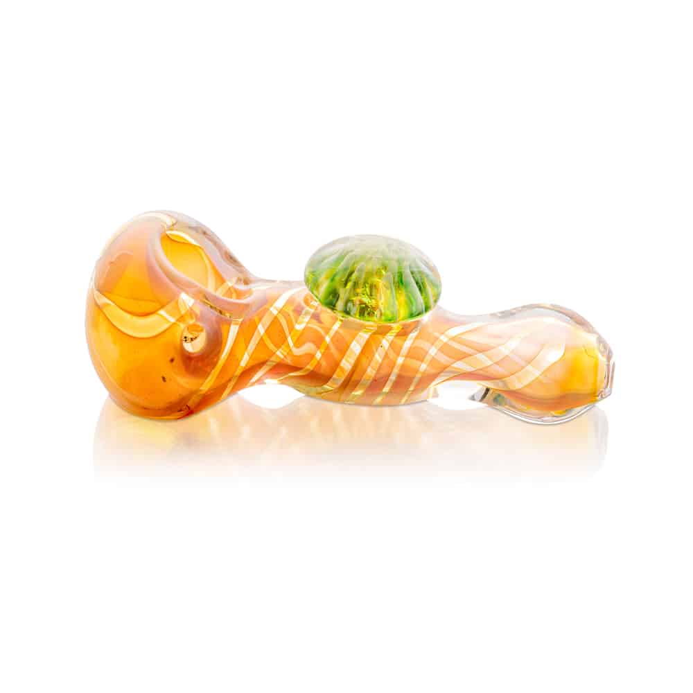 3.5" Gold & Silver Fumed Honeycomb Locket Spoon Pipe image 1