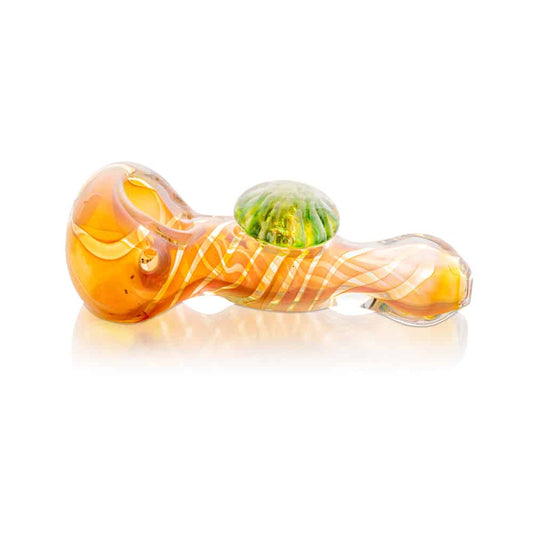 3.5" Gold & Silver Fumed Honeycomb Locket Spoon Pipe image 1