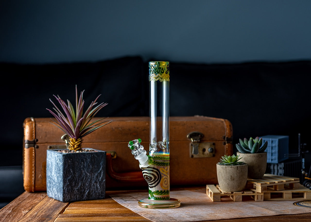 HVY Glass 10" Gold Swirl Straight Tube Bong image 3