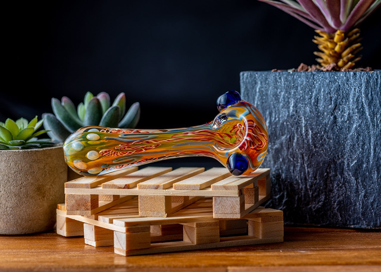4" Gold Fumed Polkadot Spoon Pipe image 6