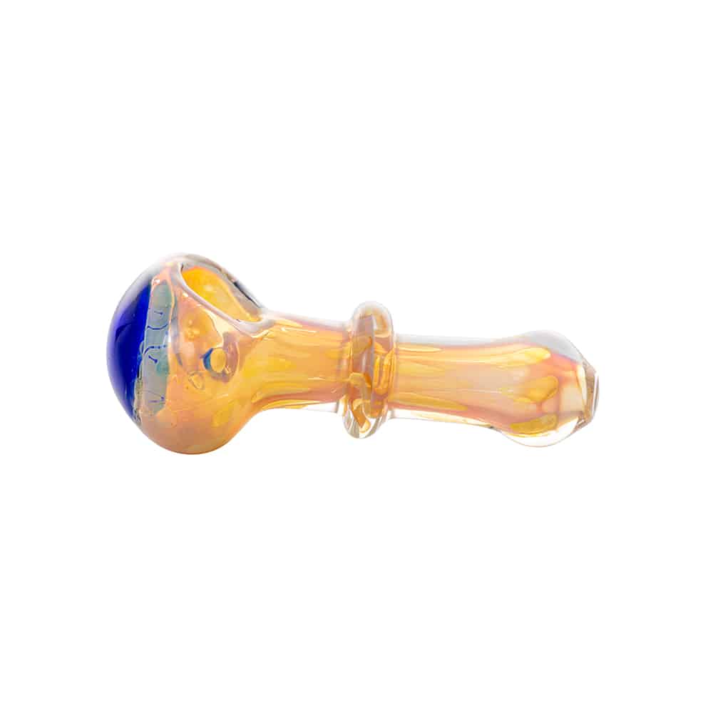 4.5" Gold Fumed Stickered Ring & Dotted Spoon Pipe image 1