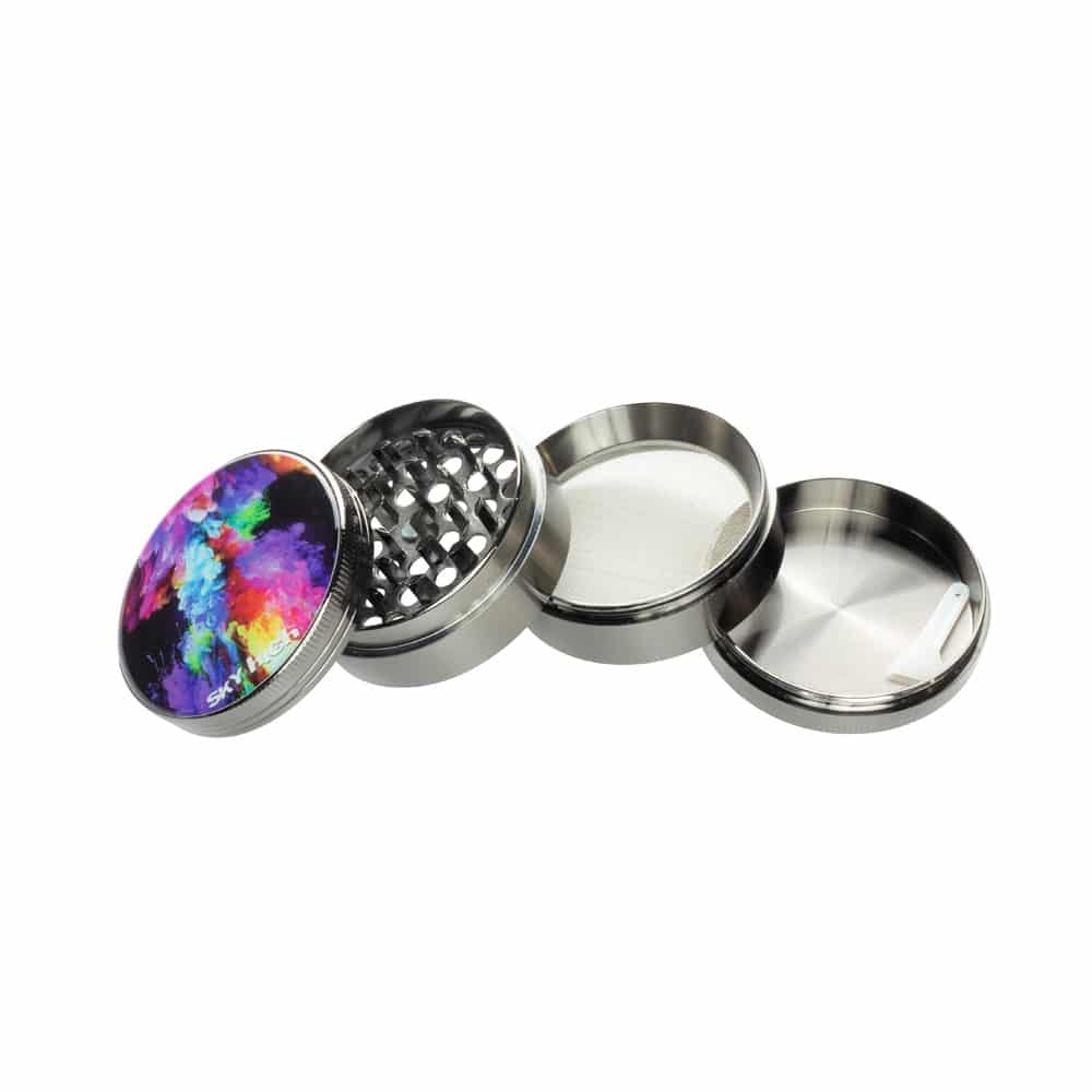 Sky High 4-Piece Herb Grinder - Rainbow Ink image 1