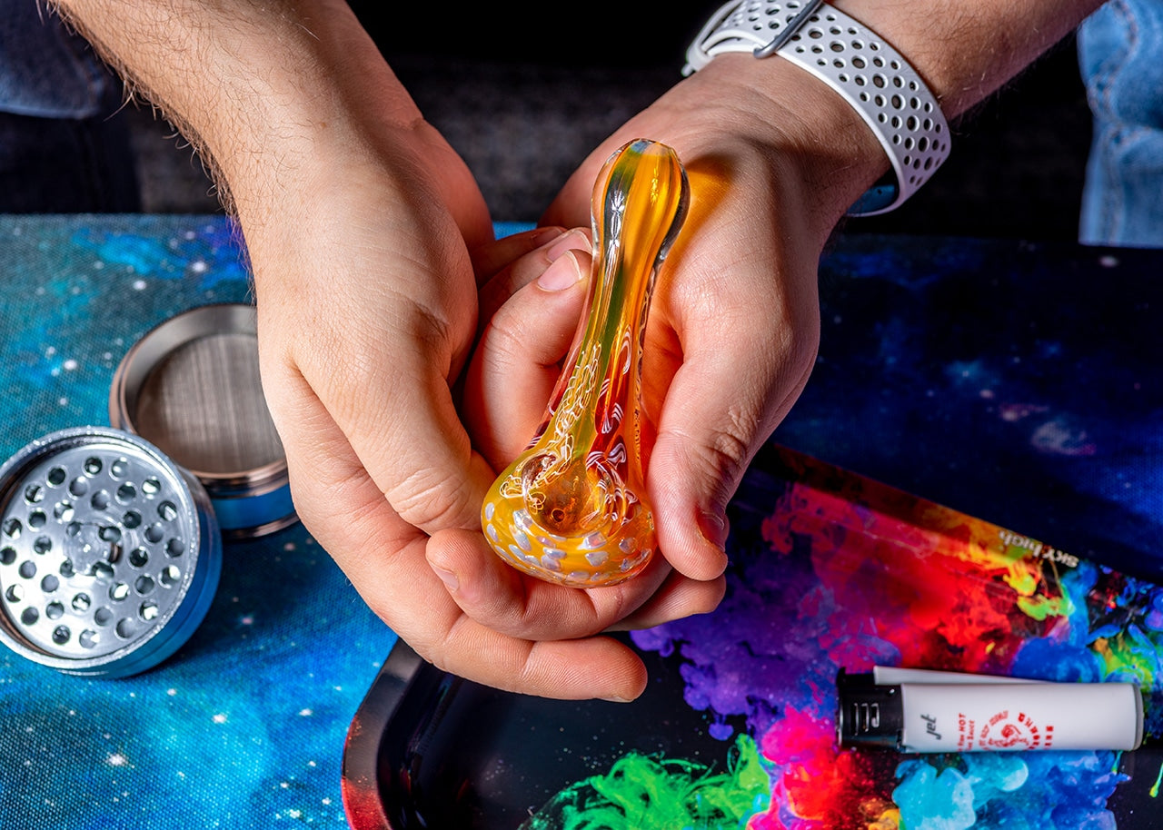 3.5" Gold Fumed Design Spoon Pipe image 9