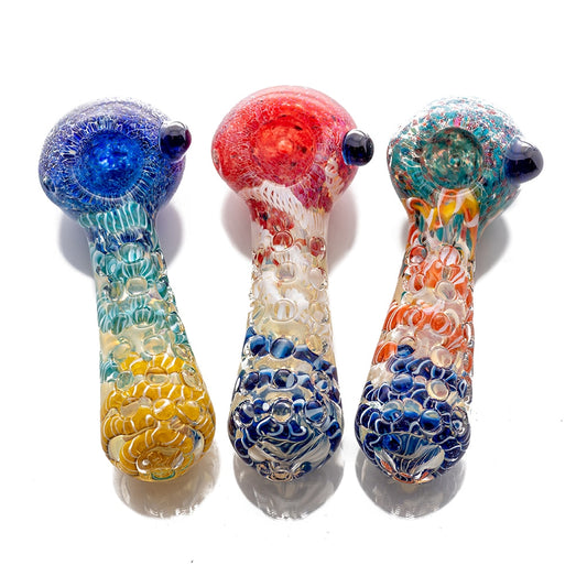 4.5" Fritted Diamond Cut Spoon Pipe image 0