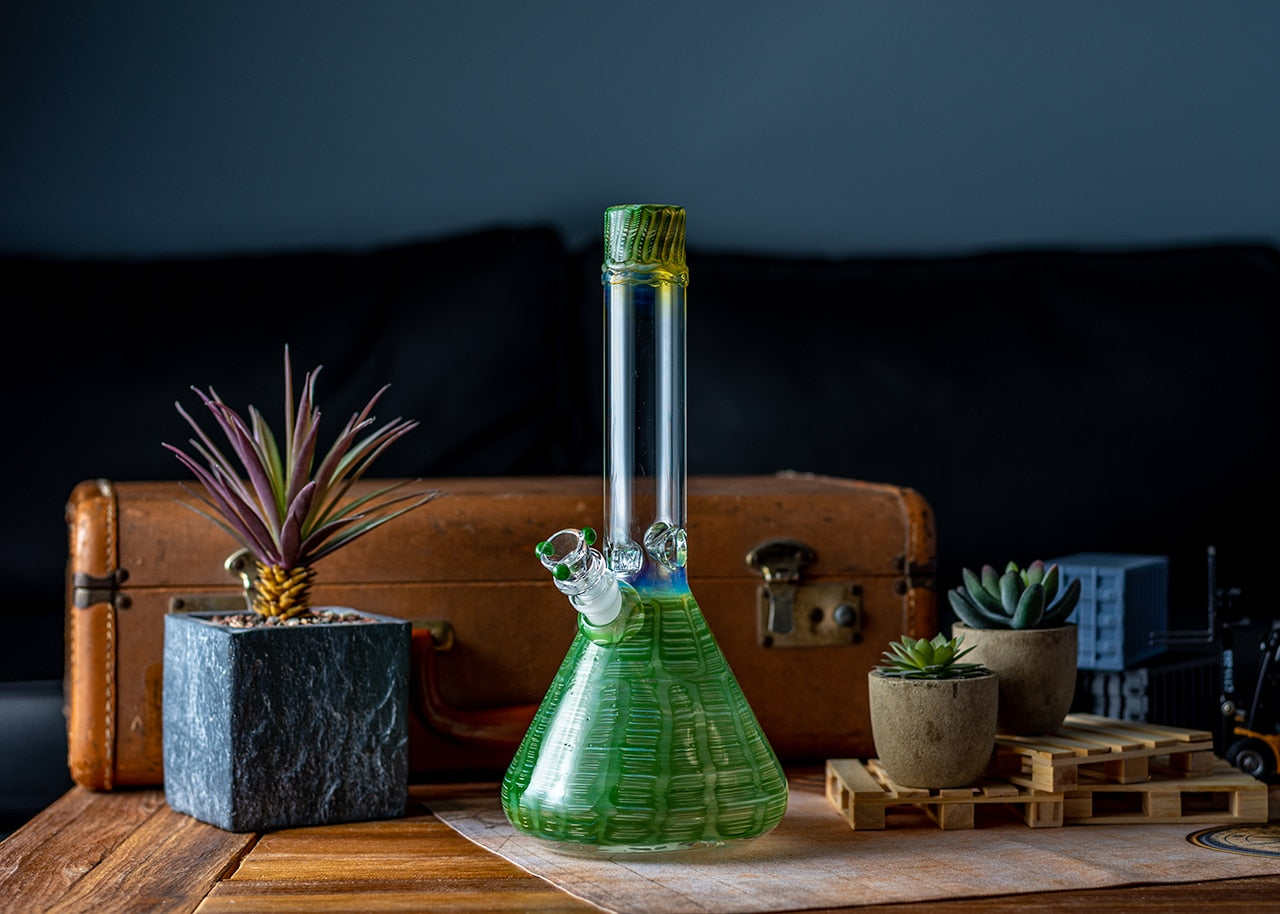 HVY Glass 12" Raked Green Beaker Bong image 3
