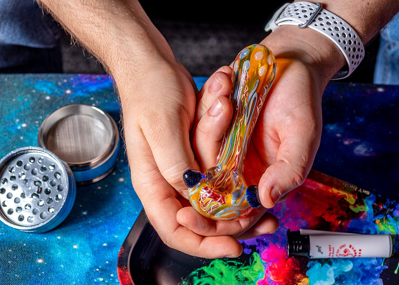4" Gold Fumed Polkadot Spoon Pipe image 8