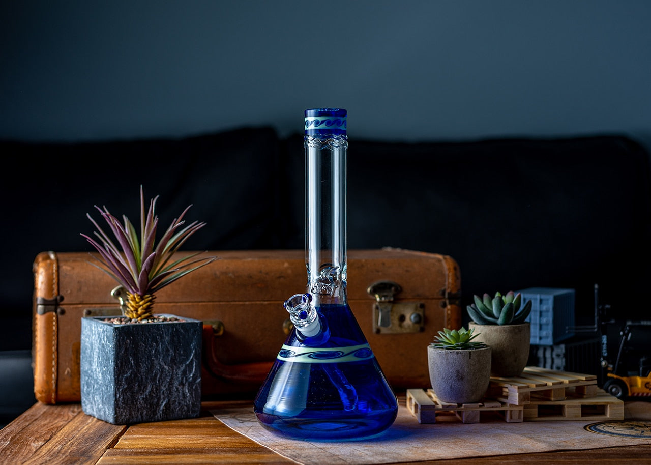 HVY Glass 12" Blue Wave Beaker Bong image 3