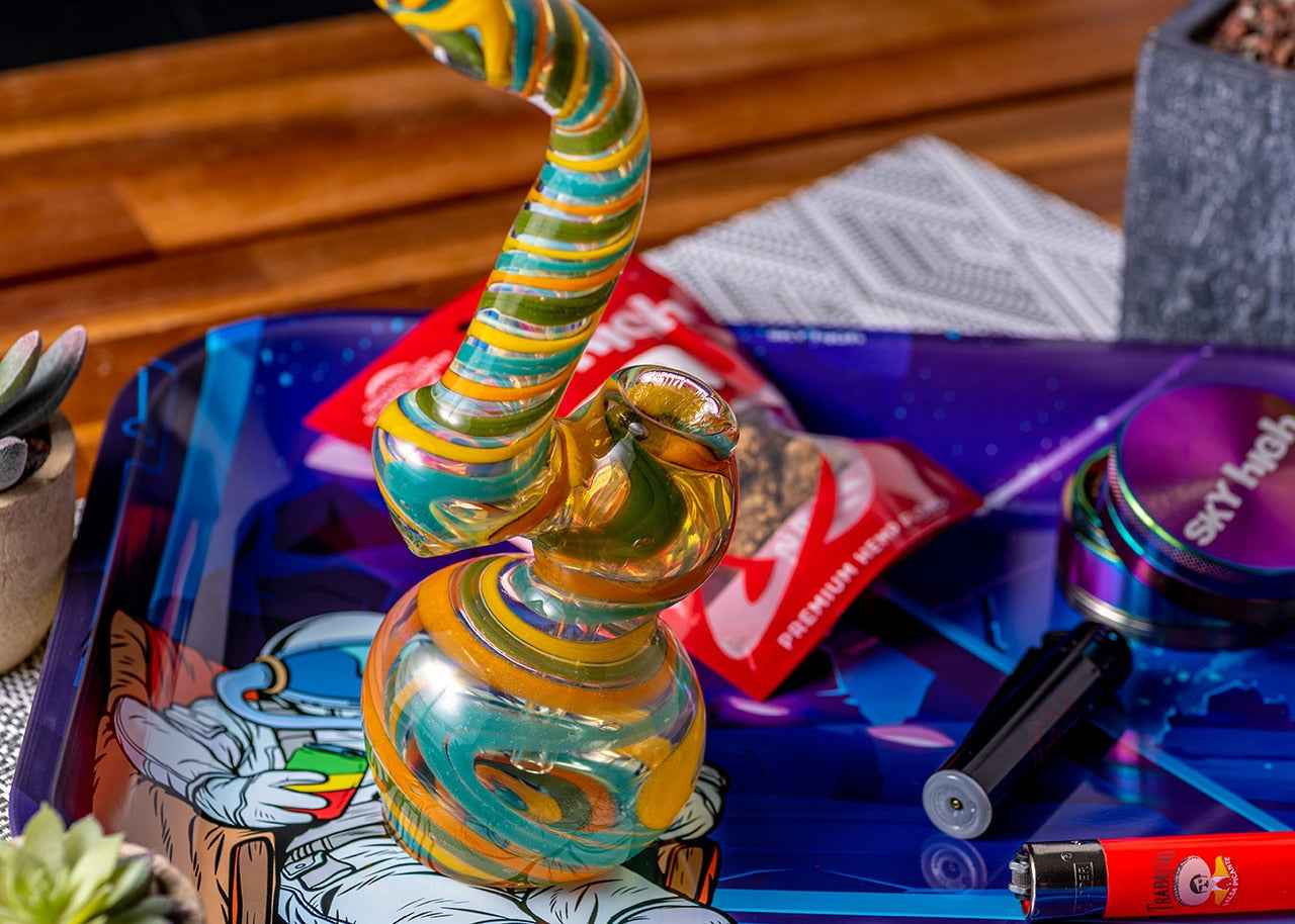 10" Swirled Multicolor Bubbler