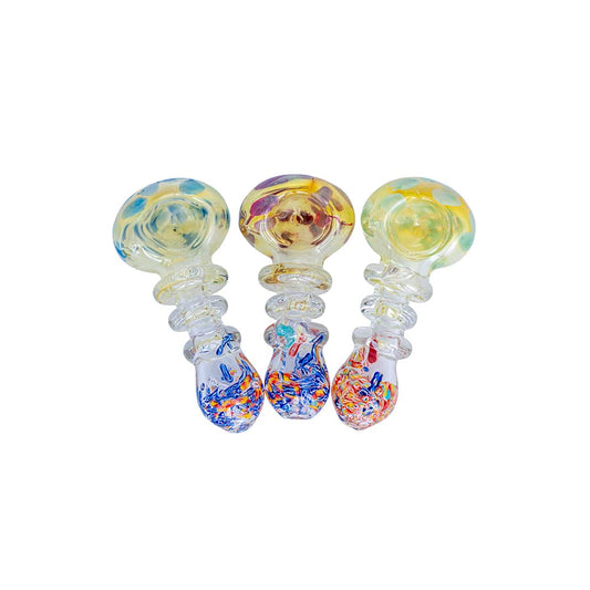 4" Silver Fumed Honeycomb Triple Ring Spoon Pipe image 0