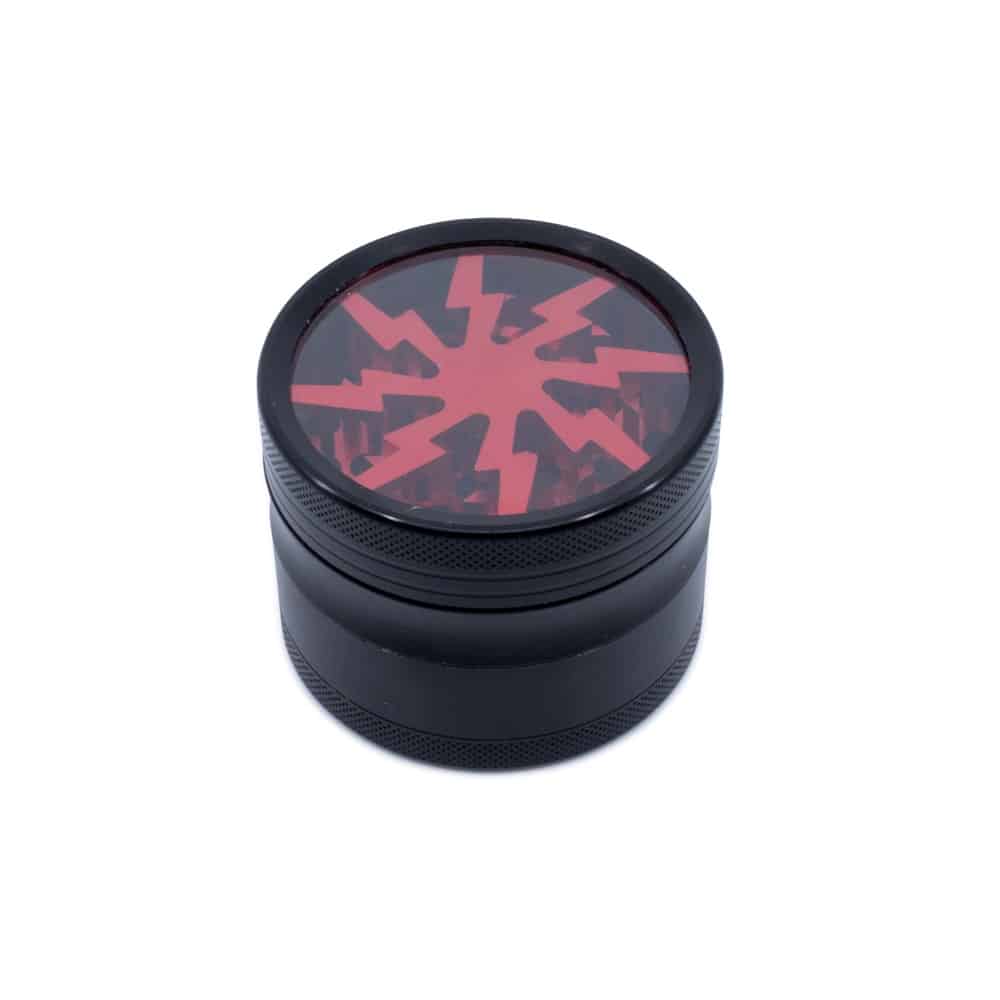 Lightning Bolt 4-Piece Herb Grinder - 63mm - Red image