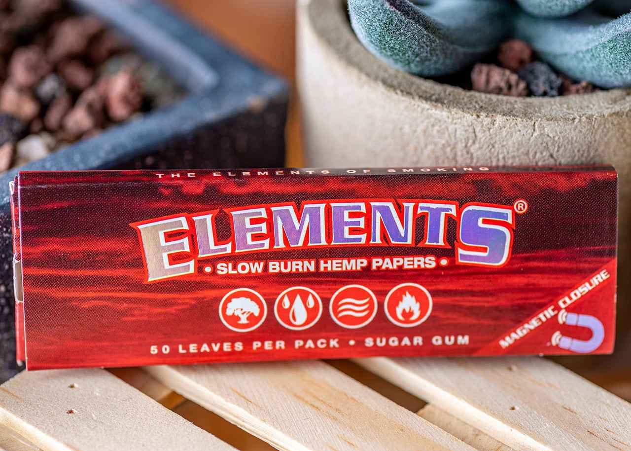 Elements Red Slow-Burn Hemp Rolling Papers - 1 1/4"