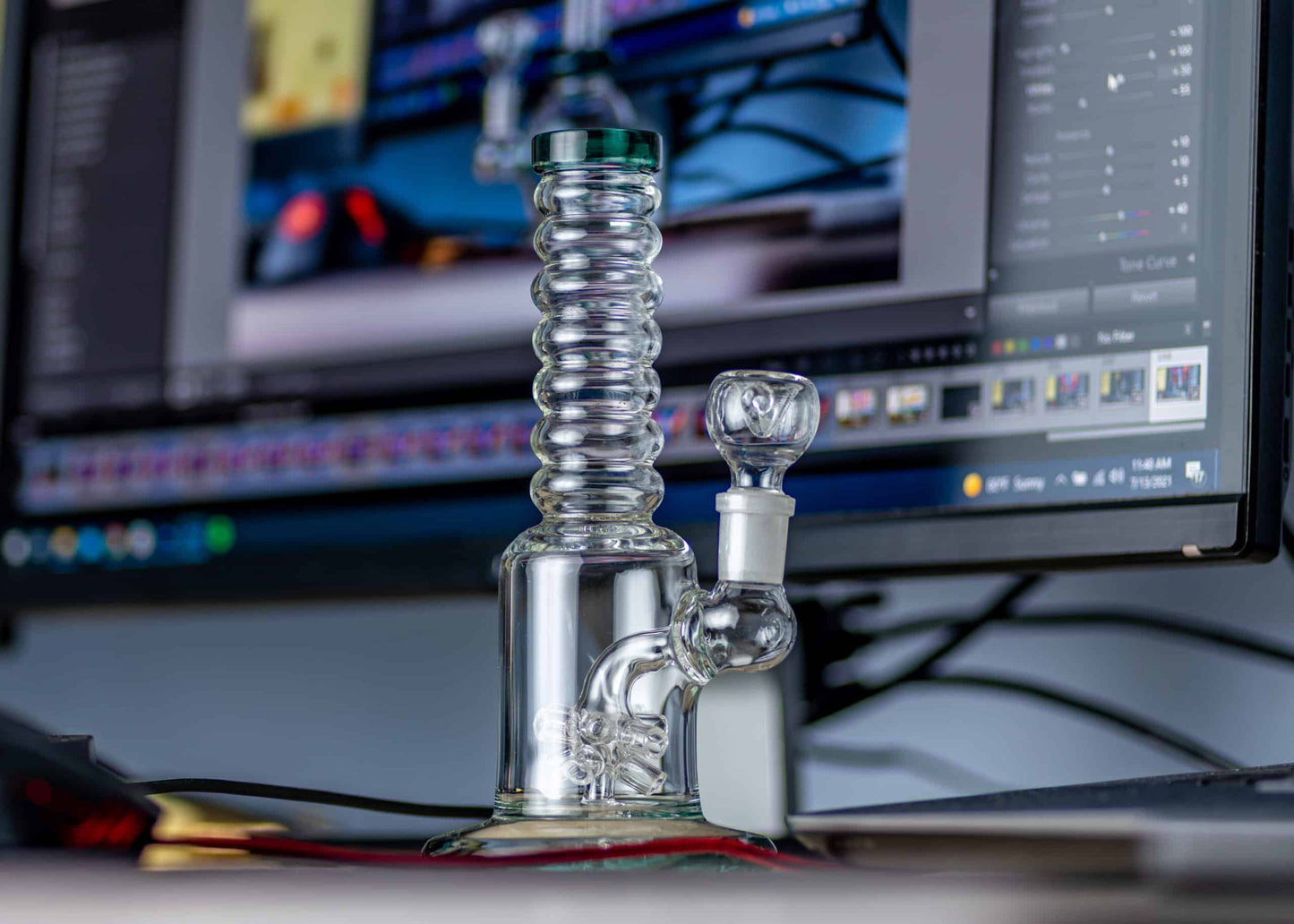 8" Ribbed Sprinkler Perc Bubbler Rig image 5