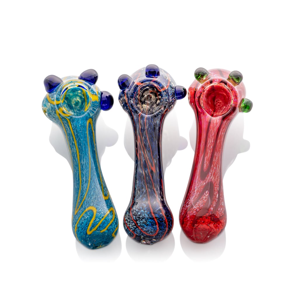 4.5" Frit Swirl Wave Hammer Spoon Pipe image 0