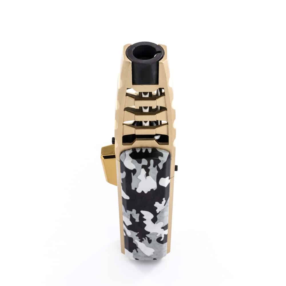 Scorch Torch Skyscraper - Single Jet Flame Lighter - White Camo &amp; Gold image