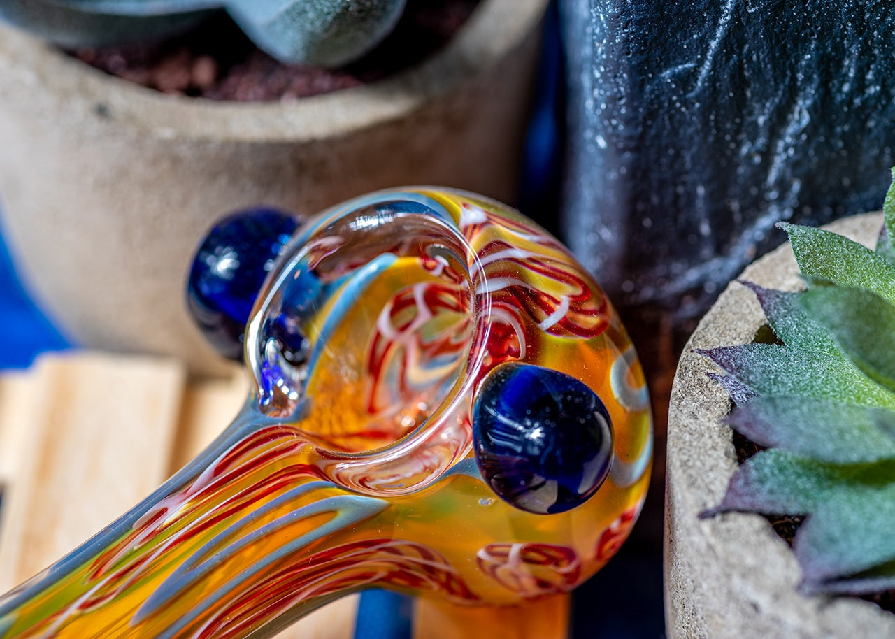 4" Gold Fumed Polkadot Spoon Pipe image 7