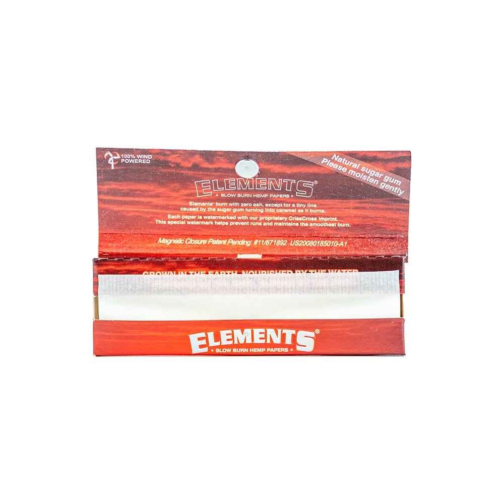 Elements Red Slow-Burn Hemp Rolling Papers - 1 1/4"