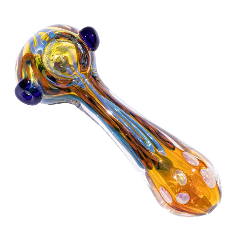4" Gold Fumed Polkadot Spoon Pipe image 4