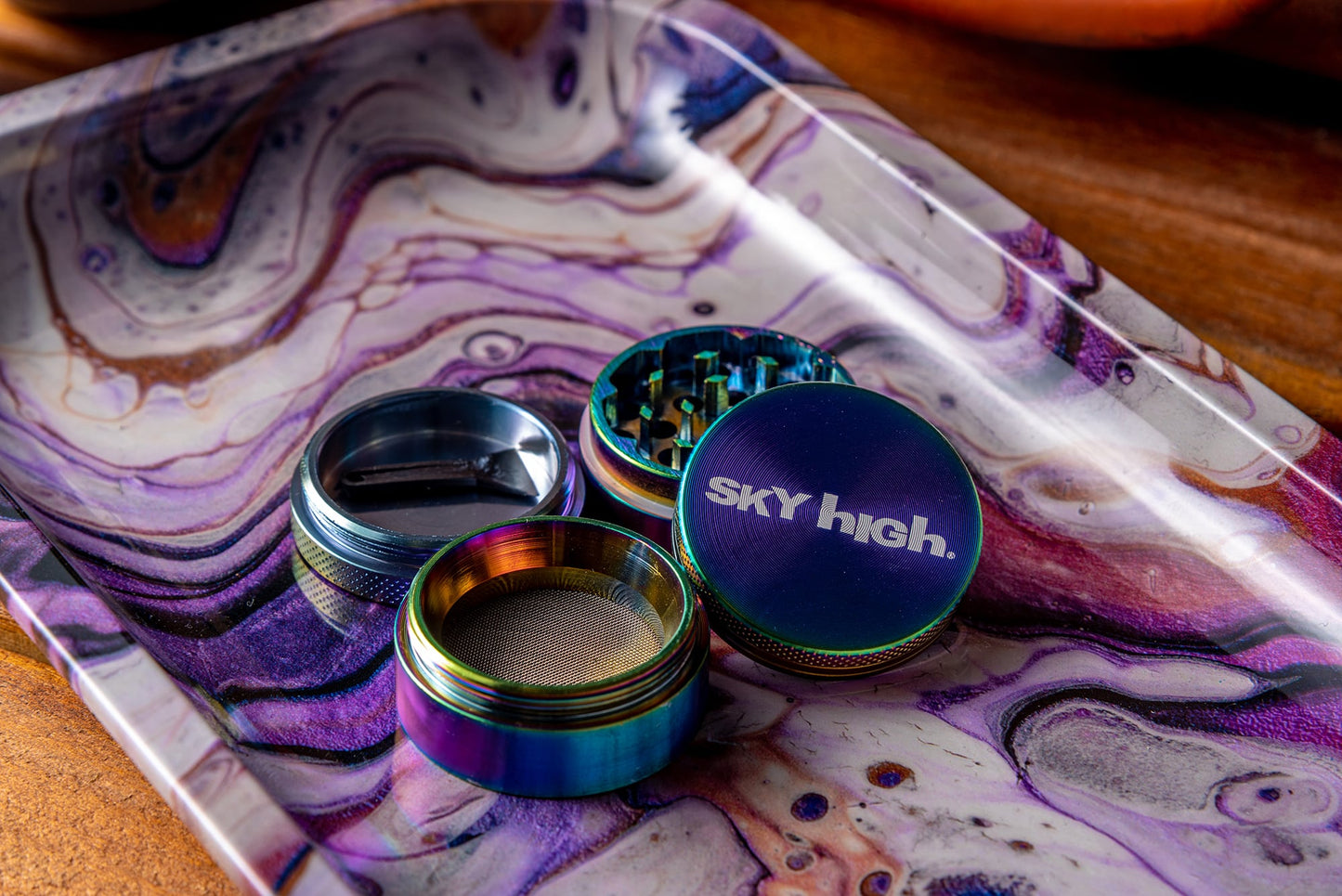 Rolling Tray &amp; Grinder Bundle - Amethyst x Rainbow image 2