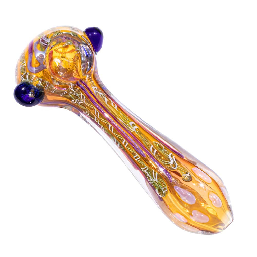 4" Gold Fumed Polkadot Spoon Pipe image 5