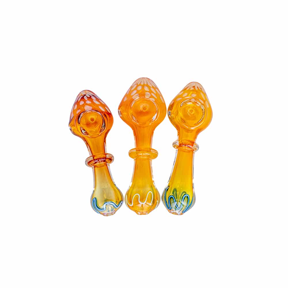3.5" Gold Fumed Ring Mushroom Spoon Pipe image 0