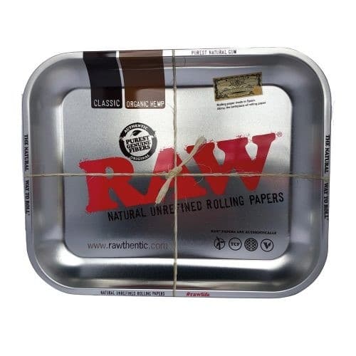 RAW Rolling Tray - Polished Chrome Metal - Large image